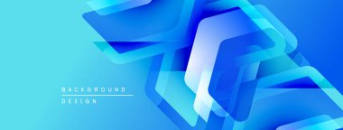 Soyut mavi tasarım katmanlı geometrik şekiller içerir. Modern arka plan teknolojiyi, yeniliği, dinamik görselleri çağrıştırıyor.