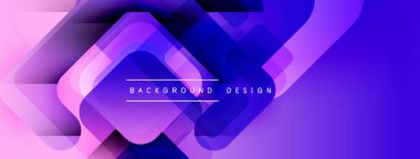 Soyut mor gradyanlar katmanlı geometrik şekiller oluştururlar. Modern tasarım akıcılık, derinlik ve görsel ilgiyi çağrıştırıyor. Minimalist metin mevcut.