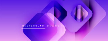 Soyut mor arkaplan, üst üste binen kareler, gradyanlar, dinamik bileşimler. Dijital projeler için modern tasarım ögesi.