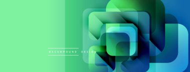 Soyut geometrik şekiller, canlı yeşil mavi gradyan. Modern tasarım elementleri dinamik görsel doku oluşturur. Minimalist stil.