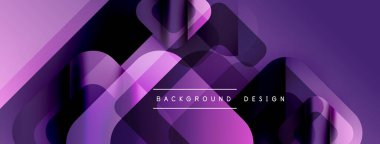 Soyut mor tasarım üst üste binen geometrik şekiller içerir. Gradyan renkler dinamik görsel efekt yaratır. Modern arkaplan dokusu.