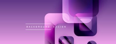 Soyut mor arkaplan. Üst üste binen kareler dinamik görsel efekt yaratır. Sunumlar ve web siteleri için modern tasarım uygun.