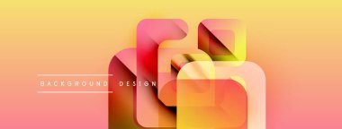 Soyut geometrik şekiller örtüşür, canlı bir değişim etkisi yaratır. Metin elementleri mevcutken, tasarıma sıcak renkler hakim.