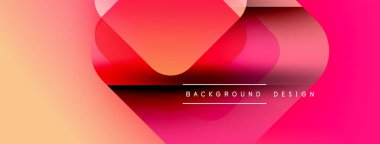 Soyut gradyan şekiller çakışıyor, dinamik görsel etki yaratıyor. Pembe, sarı renkler kompozisyona hakim. Metin arkaplan tasarımı okur.