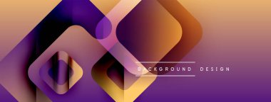 Soyut geometrik şekiller örtüşür, canlı bir değişim etkisi yaratır. Mor, turuncu renkler tasarımda baskın. Modern, şık arkaplan.