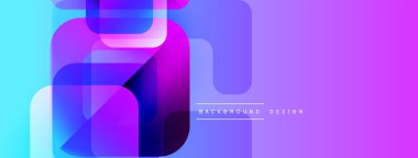 Soyut geometrik şekiller örtüşüyor, canlı mor ve mavi renkler yaratıyor. Sancaklar ve arkaplanlar için uygun modern tasarım ögesi.