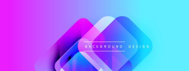 Soyut, enerjik bir arkaplan. Üst üste binen şekiller dinamik görsel efekt yaratır. Gradyan renkler sorunsuz, modern tasarım ögesi.