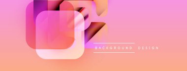 Soyut geometrik şekiller örtüşüyor, canlı pembe, turuncu gradyan oluşturuyor. Arkaplan ve afişler için modern tasarım ögesi.