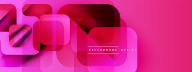 Soyut pembe kareler örtüşüyor, dinamik görsel doku oluşturuyor. Sancaklar ve sunumlar için modern tasarım ögesi.