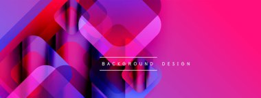 Soyut enerjik tasarım. Üst üste binen şekiller dinamik görsel efekt yaratır. Pembe, mor renkler kompozisyona hakim. Modern estetik.