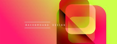 Canlı gradyan arkaplan özellikleri örtüşen kareler. Renkler pembe, turuncu, sarı renkten modern görsel efekt yaratır. Metin arkaplan tasarımı okur.