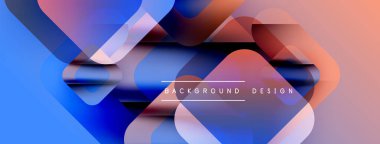 Soyut geometrik şekiller örtüşür, parlak mavi ve pembe renkler yaratır. Modern tasarım elementleri dinamik görsel deneyim önerir.