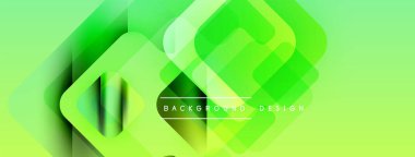 Soyut yeşil katmanlar dinamik arkaplan oluşturur. Geometrik şekiller üst üste binerek modern görsel efekt oluşturur. Parlak, taze tasarım.