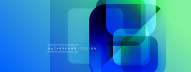 Soyut geometrik şekiller örtüşüyor, canlı mavi gradyanlar yaratıyor. Sancaklar, arkaplanlar, sunumlar için modern tasarım uygun.