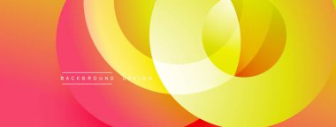 Soyut, enerjik tasarım, üst üste binen daireler. Sıcak renkler harmanlanarak, dinamik görsel efekt yaratır. Çeşitli projeler için modern arkaplan.
