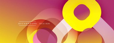 Soyut geometrik şekiller örtüşür, parlak turuncu, sarı ve pembe renkler yaratır. Sancaklar ve arka planlar için modern tasarım uygun.