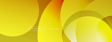 Soyut sarı arkaplan. Üst üste binen daireler dinamik ve modern görsel efektler yaratır. Dereceli gölgeler derinlik ve doku ekler. Basit tasarım.