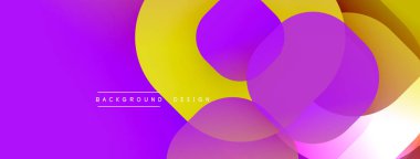 Soyut, enerjik şekiller çakışıyor. Gradyan mor, sarı renkler tasarımda baskın. Modern estetik, pürüzsüz geçişler dinamik görsel efekt yaratır.