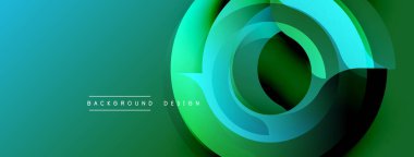Soyut yeşil, turkuaz tasarım. Eşmerkezli daireler dinamik görsel akış yaratır. Pankartlar ve sunumlar için modern arkaplan uygun.