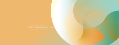 Soyut arkaplan özellikleri üst üste biniyor. Renkler arasında turuncu, deniz mavisi, beyaz, bej yer alıyor. Modern tasarım, pürüzsüz eğimler.