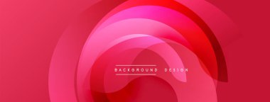 Soyut kırmızı tasarım üst üste binen dairesel katmanlar içeriyor. Gradyan gölgeler derinlik yaratır, modern estetik. Metin arkaplan tasarımı okur.