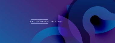Soyut mavi mor eğimli şekiller modern arkaplan oluşturur. Metin kaplamalı minimalist tasarım, basit ama dinamik bileşim.