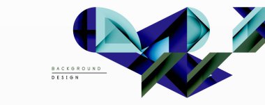 Soyut geometrik tasarım üst üste binen şekiller, gradyanlar. Mavi, deniz mavisi, koyu yeşil renkler dinamik görsel doku yaratır. Modern estetik arka planlar için uygundur.