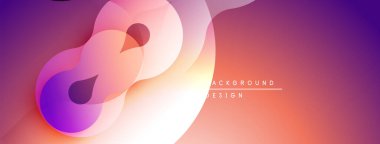 Soyut sıvı şekilleri örtüşür ve canlı bir değişim etkisi yaratır. Renkler mordan turuncuya dönüşüyor. Modern tasarım ögesi.