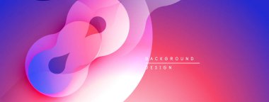 Soyut akışkan şekiller harmanlanır, canlı mor, pembe gradyan oluşturur. Modern tasarım hareketi, enerjiyi, görsel cazibeyi çağrıştırıyor.