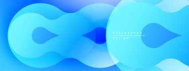 Soyut mavi şekiller üst üste binerek sıvı dinamik bileşimi oluşturur. Yumuşak eğimler derinlik ve modern tasarım estetiğini akla getiriyor.