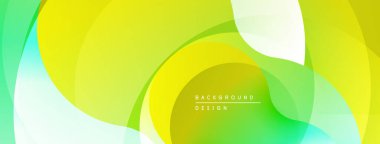 Soyut arkaplan dalgalı şekiller, canlı yeşil, sarı renkler. Yumuşak gradyanlar dinamik görsel efekt yaratır.