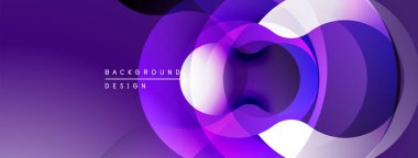 Soyut mor tasarım, üst üste binen daireler, gradyanlar. Modern estetik, pürüzsüz geçişler dinamik görsel etki yaratır.