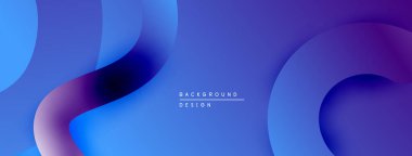 Soyut sıvı şekilleri, mavi mor gradyan. Modern tasarım, düz kıvrımlar, dinamik kompozisyon. Dijital projeler için arkaplan ögesi.