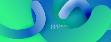 Soyut sıvı şekilleri, canlı maviler, yeşiller dinamik arkaplan oluşturur. Yumuşak eğimler, modern tasarım elementleri mevcut.