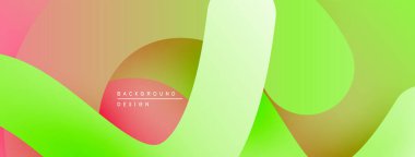 Soyut renkli katmanlar dinamik görsel efekt yaratır. Düz eğimler, üst üste binen şekiller, modern tasarım elementleri.