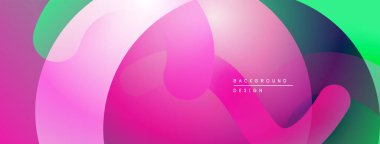 Soyut canlı katmanlar örtüşüyor. Pembe, yeşil, mor renkler harmanlanarak dinamik görsel efekt yaratır. Modern tasarım ögesi.