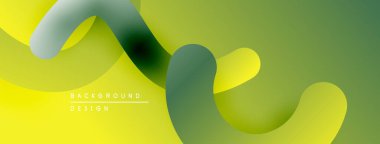 Soyut sıvı şekiller, canlı sarı, yeşil renkler. Modern tasarım, pürüzsüz eğimler dinamik kompozisyon yaratır. Minimalist estetik.