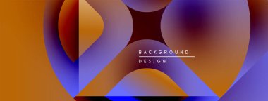 Soyut sıvı şekilleri turuncu, mavi ve mor renkleri harmanlar. Modern tasarım üst üste binen formlar yaratıyor, dinamik görsel etki yaratıyor. Metin arkaplan tasarımı okur.