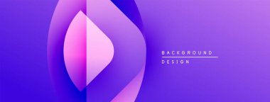 Soyut mor arkaplan. Üst üste binen şekiller dinamik görsel efekt yaratır. Modern tasarım elementleri pürüzsüz eğimler sunar.