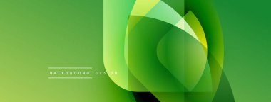 Soyut yeşil eğimler katmanlı şekiller oluşturur. Modern tasarım teknolojiyi, yeniliği, tazeliği öneriyor. Minimum metin arkaplan tasarımı okur.