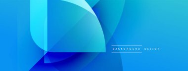 Soyut mavi tasarım. Üst üste binen şekiller dinamik görsel efekt yaratır. Gradyan gölgeler modern estetik sunuyor. Basit, temiz kompozisyon.