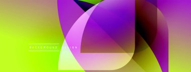 Soyut enerjik tasarım. Üst üste binen şekiller dinamik görsel efekt yaratır. Gradyan renkler düzgün bir şekilde harmanlanarak modern estetik sunuyor.