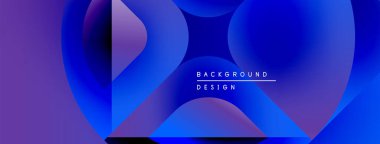 Soyut akışkan şekiller, canlı mavi mor gradyanlar. Modern tasarım elementleri dinamik arkaplan dokusu oluşturur. Minimalist metin örtüsü mevcut.