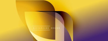 Soyut sıvı şekilleri sarı ve mor renkleri harmanlıyor. Modern tasarım katmanlı biçimlerde metin arkaplan tasarımı içerir. Gradyan dinamik görsel efekt yaratır.