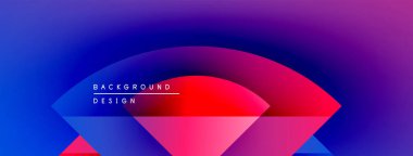 Soyut gradyan şekiller çakışıyor. Eflatuna canlı mavi geçişler, dinamik görsel efekt yaratır. Metin arkaplan tasarımı okur.