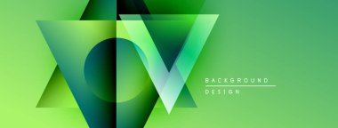 Soyut yeşil arkaplan. Geometrik şekiller örtüşür, dinamik görsel efekt yaratır. Modern tasarım ögeleri parlak kompozisyon sunar.