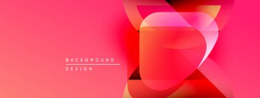 Soyut geometrik şekiller üst üste binerek canlı kırmızı gradyan oluşturur. Modern tasarım elementleri yenilik ve enerji öneriyor.