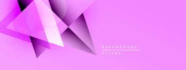 Soyut pembe geometrik şekiller çakışıyor. Gradyan dolgular derinlik yaratır, arka planlar için modern tasarım unsuru. Mevcut en küçük metin.