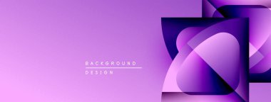 Soyut mor tasarım üst üste binen kareler, gradyanlar. Sunumlar ve web siteleri için modern arkaplan uygun. Minimalist stil.