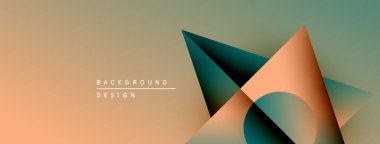 Soyut geometrik şekiller örtüşür, dinamik görsel efekt yaratır. Gradyan renkler düzgün bir şekilde harmanlanarak modern estetik sunuyor.